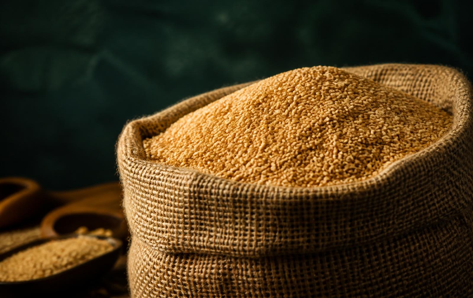 Nigerian sesame seed packed in an export sack